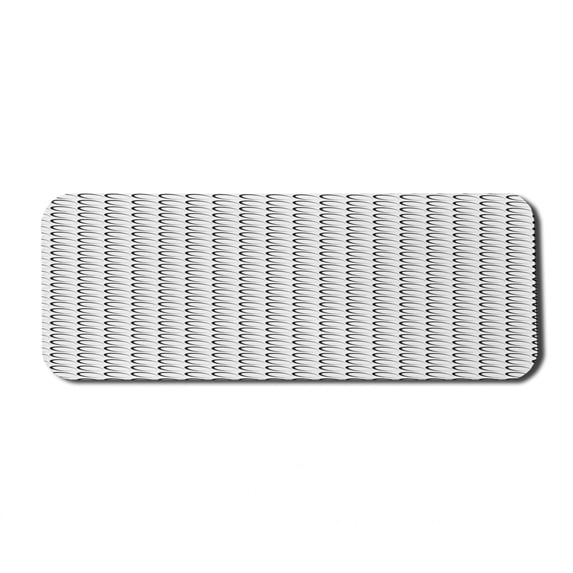Black and White Computer Mouse Pad, Minimal Pattern with Slanted Oval Shapes Elongated Elliptic Outlines, Rectangle Non-Slip Rubber Mousepad Large, 31" x 12", Black and White, by Ambesonne