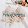 thumbnail image 4 of YCNYCHCHY Boho Beach Knitted Crop Tops Summer Hollow Tassel Sexy Bikini Crochet Tank Top Women Built In Bra New Backless Lace Halter Camis, 4 of 6