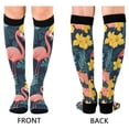 thumbnail image 4 of FORMRS Womens Knee High Socks Casual Long Thick Travel Daily Wear, 1 Pair, Pink Floral Flamingo, 4 of 6