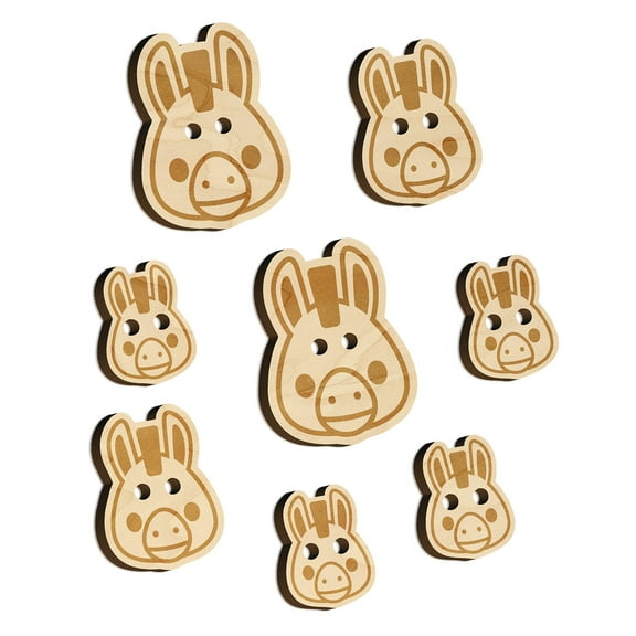 Witty Donkey Mule Head Wood Buttons for Crochet Knitting Sewing DIY Craft - 1.25 Inch Large (5pcs)