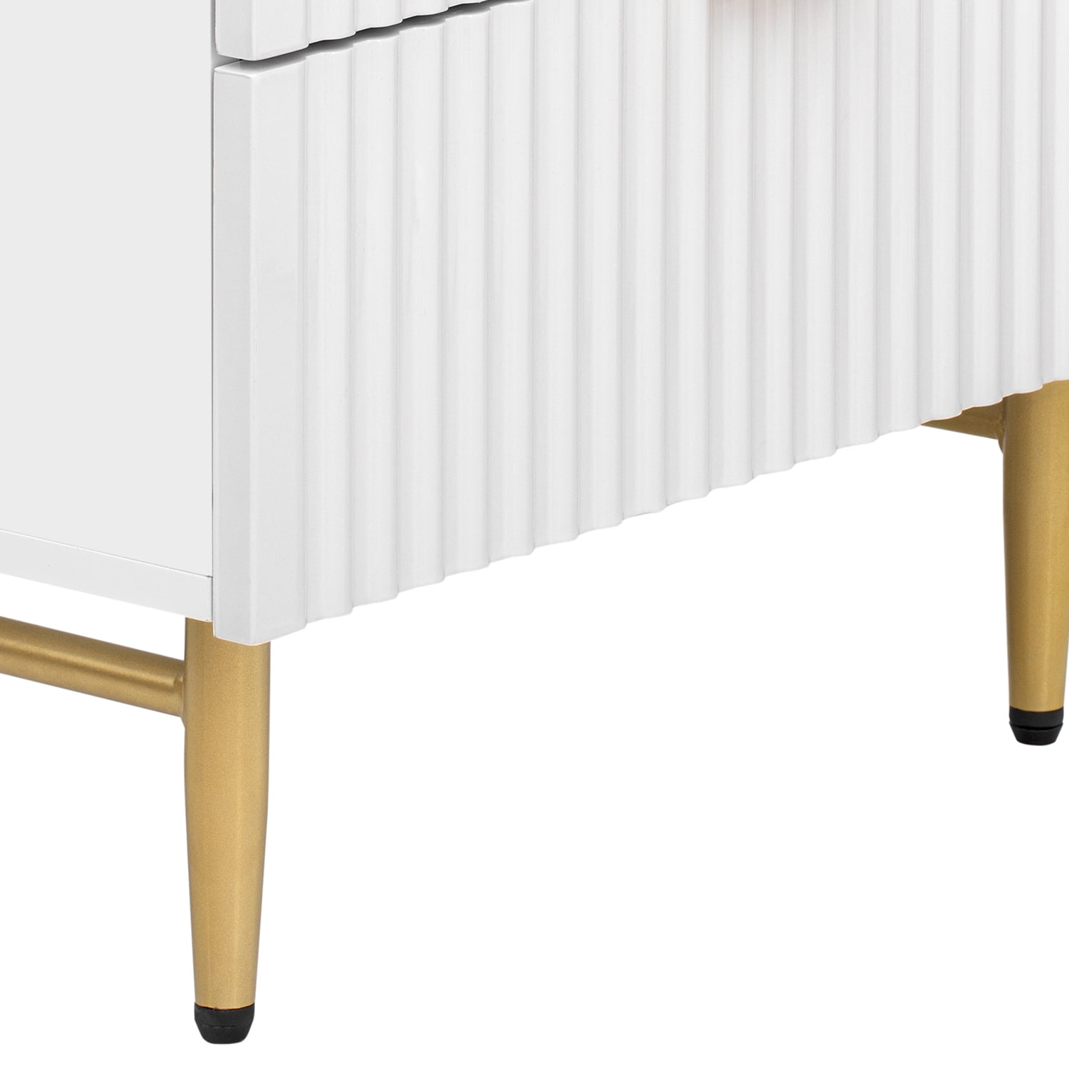 Kepooman Nightstand with 2 Drawers & Golden Handle, Storage Bedside Table with USB Charging Ports, White Kepooman Nightstand with 2 Drawers & Golden Handle, Storage Bedside Table with USB Charging Ports, White