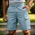 thumbnail image 2 of Fewfanhot Men's Big & Tall Multi-Pocket Cargo Shorts, Elastic Waist Drawstring Casual Outdoor Summer Shorts, S-5XL, 2 of 5
