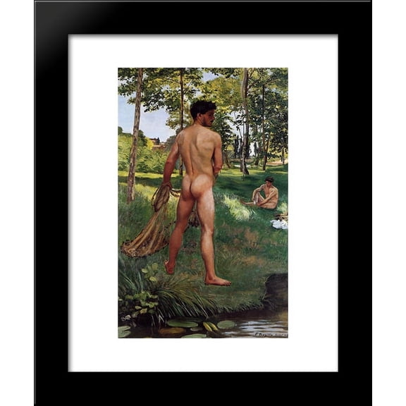 The Fisherman with a Net 20x24 Framed Art Print by Frederic Bazille