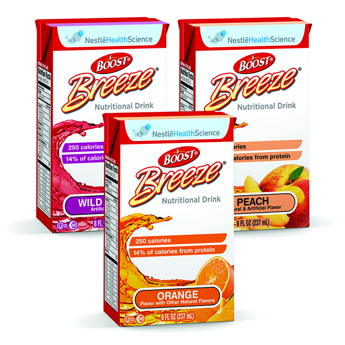 Boost Breeze, Variety Case, Orange, Peach and Wild Berry, 8Ounce Boxes