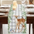 thumbnail image 3 of Table Runners 72 Inches Long Dress Scarves, Spring Botanical Farmhouse Kitchen Table Runner, Coffee Tablerunners, Green Leaves Deers Birds Flowers Gray Plaid 14x72 Inch, 3 of 9