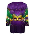 thumbnail image 5 of RKSTN Mardi Gras 3/4 Sleeve T Shirts for Women Top Oversized Crewneck Carnival Mask Print 3/4 Length Sleeve Shirt Womens Casual Round Neck Mask Tuesday Carnival Party Three Quarter Sleeve Tee Shirt, 5 of 5