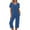 Navy, variant on Two Piece Sets for Women Short Sleeve V Neck Basic T-Shirts and Cropped Pants Lounge Matching Sets Summer Outfits Going Out Navy XL