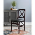 thumbnail image 6 of Linon Triena X-Back Set of 2 Folding Chairs Faux Leather Seat in Merlot Wood, 6 of 13