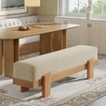 thumbnail image 1 of Tribesigns 55-Inch Upholstered Dining Bench, Modern Fabric Padded Seat Bench with MDF Frame, Kitchen Stool for Dining Room, Entryway, Beige & Oak, 1 of 4