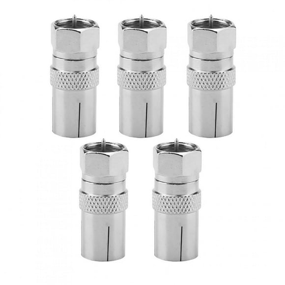 5pcs F Type Male Plug Connector Socket to RF Coaxial TV Aerial Adapter Connector Converts F Screw Connection to Standard RF Connection Zinc Alloy 2.6x1.1cm Weight 28g