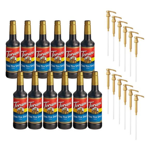 Torani Chai Tea Spice Flavoring Syrup Plastic 750 mL Bonus Squeeze Pump