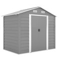 thumbnail image 1 of Outsunny 7.5' x 6.5' Outdoor Storage Shed with Double Doors, Light Grey, 1 of 10