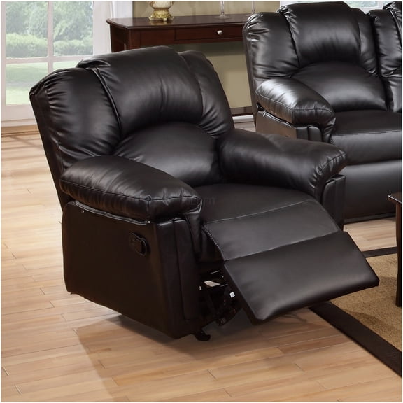JERFIT Modern Power Recliner Chair, Black Faux Leather Glider Sofa with Padded Comfort for Living Room