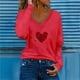 thumbnail image 2 of Camiseta de manga larga informal con cuello en V para mujer Pompotops  gfhjh22125, 2 of 4