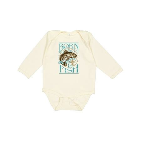 

Inktastic Born to Fish Boys or Girls Long Sleeve Baby Bodysuit