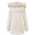 thumbnail image 2 of Chrisuno Women's Fleece Lined Jacket Winter Warm Coat Detachable Hood Parka Outwear XL White, 2 of 5