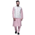 thumbnail image 1 of Atasi Solid Kurta Pajama & Printed Nehru Jacket Set For Mens Party Wear, 1 of 3