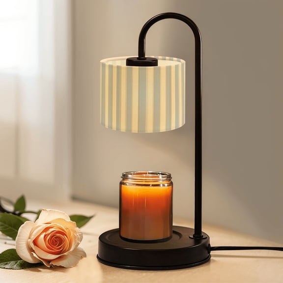 Candle Warmer Lamp with Timer Dimmer Vertical Striped Soft Blue Beige Neutral Tones Minimalist Geometric Candle Lamp Warmer for Jar Candle with 4 Bulbs Gifts for Women House Warming Gifts