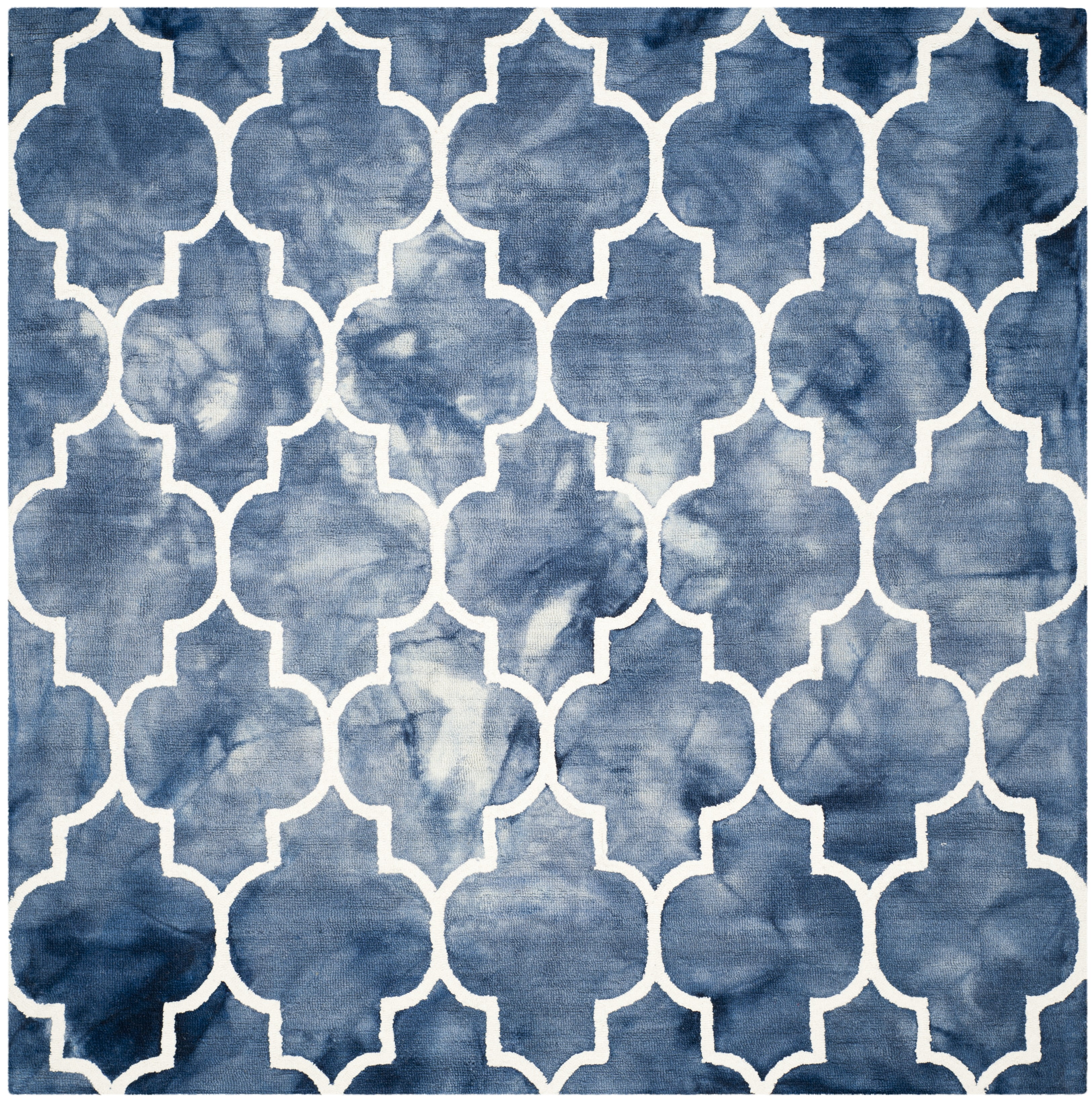 Safavieh Dip Dye Calanthe Geometric Wool Area Rug, Navy/Ivory, 7' x 7' Square