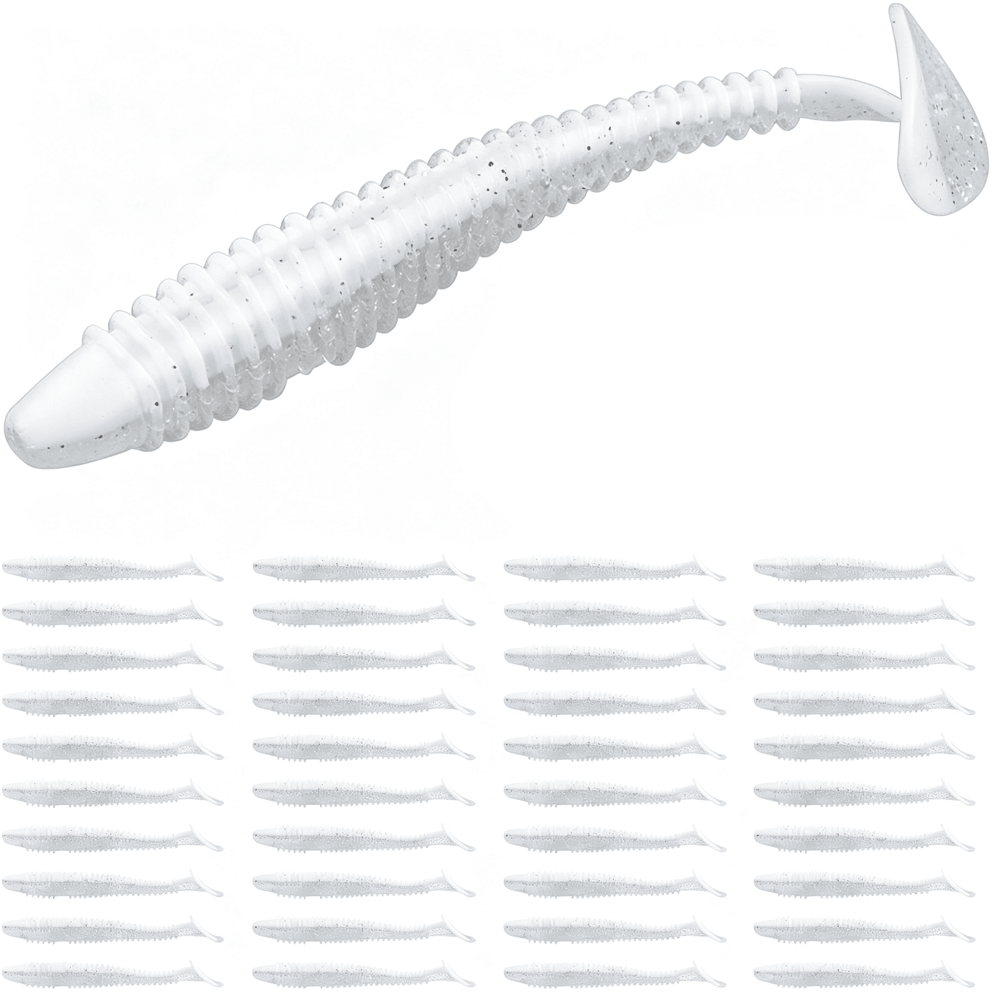 BESTSKY Paddle Tail Swimbaits 100/80/50Pcs 5/4/3/2 Inch Soft Fishing Lures Bulk Pack – Durable Lifelike Action Lures for Bass Trout Crappie – Freshwater & Saltwater Fishing Gifts