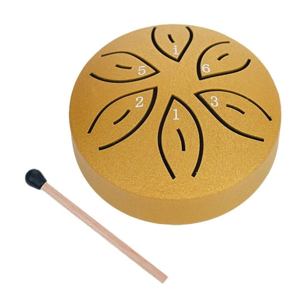 SGACAI Tambor de lengüeta de acero de 3 pulgadas y 6 tonos, minitambor de mano, baquetas, tambor, instrumento musical de percusión con accesorios L8L8, regalos