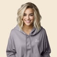 thumbnail image 4 of Dalix Be Kind Embroidered Fleece Cropped Hoodie Cold Fall Winter Women in Storm Gray 2XL XX-Large, 4 of 5