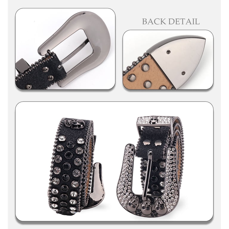 Microfiber Leather Rhinestone Belt Hand-Set Studded Punk Western Style Gothic Cross Stud & Rhinestone Western Belt | Hot Topic main image 4