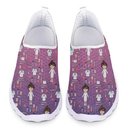 

Cute Nurse Print 2024 Summer Loafers Womans Slip on Flats Plus Size Shoes for Women Mesh Sneaker Ladies Footwear Beach Shoe 2024