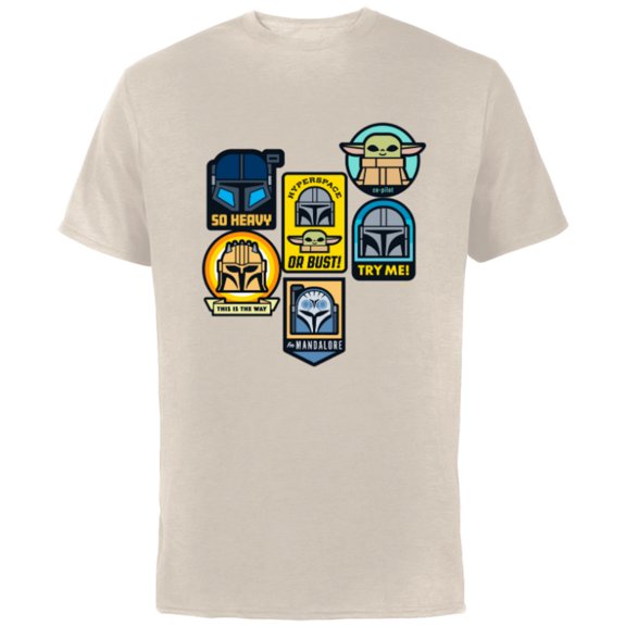 Star Wars The Mandalorian Season 3 Character Stickers Grogu - Short Sleeve Cotton T-Shirt for Adults - Customized-Natural