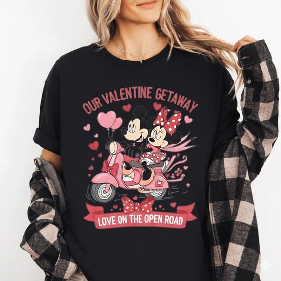 Minnie & Mickey Motorbike Shirt, Disney Valentine T-Shirt, Matching Disney Couple Tee