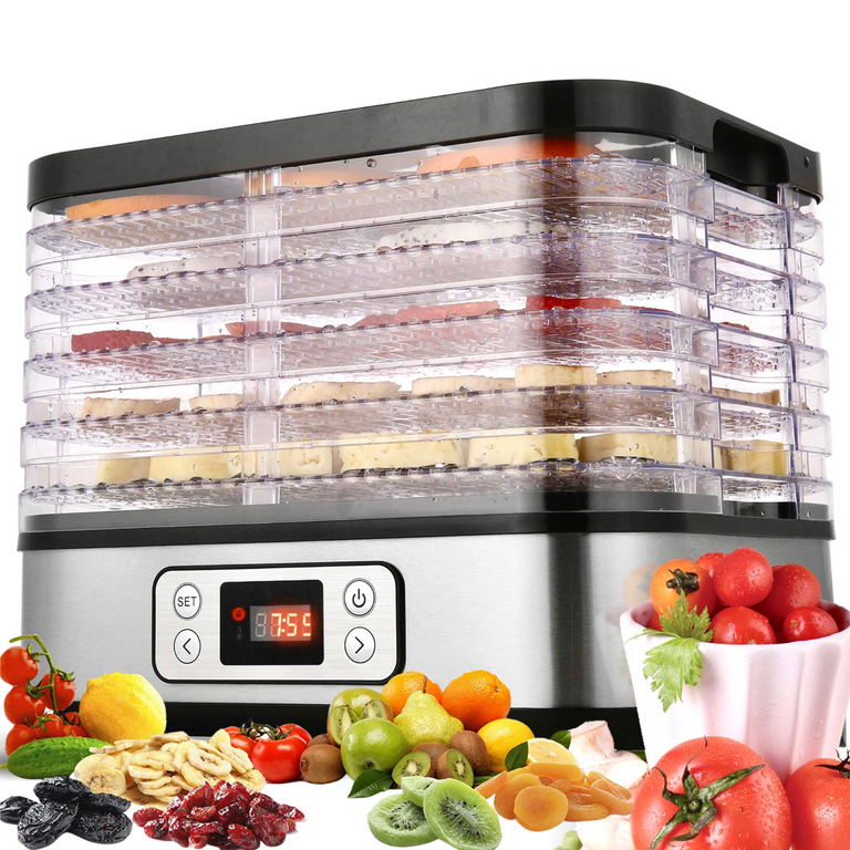 TOOLUCK Electric Food Dehydrator Machine,250W Power,Timer and Temperature  Settings, 5 Drying Trays, Stainless Steel, BPA Free - Perfect for Beef