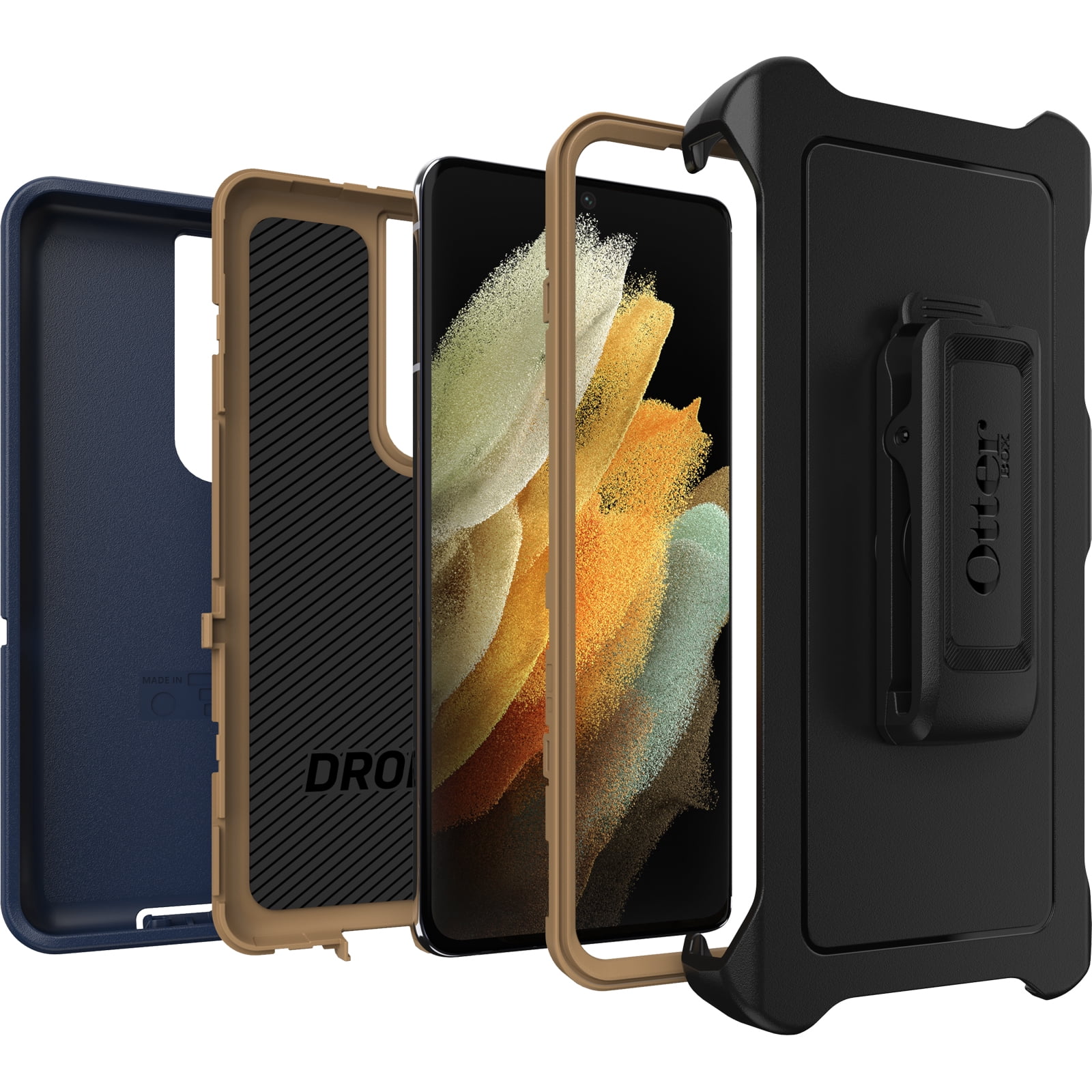 OtterBox Galaxy S21 Ultra 5G (Only) - Defender Series Screenless Edition Case - Blue Suede Shoes - Holster Clip Included - Non-Retail Packaging