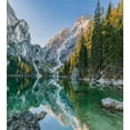 thumbnail image 3 of Nature Duvet Cover Set, Autumn Landscape with Faded Trees and Mountains Pure Reflection in Water Dream Photo, Decorative 2 Piece Bedding Set with 1 Pillow Shams, Twin Size, Green Grey, by Ambesonne, 3 of 3