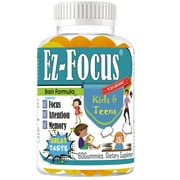 Ez-Focus Kids Brain Focus Chewable Gummies Supplements, Attention & Memory Help Formula for Children and Teens, Natural Omega DHA, Study Task Support