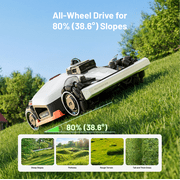 Mammotion LUBA 3 AWD 1500H Robot Lawn Mower , 0.37Acres,360° LiDAR+Dual-Cam AI Vision, 80% Slopes,2.2-4.0in Cut