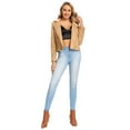 thumbnail image 2 of S P Y M Womens Faux Suede Jacket, Stretchy Moto Casual Soft Coat, 2 of 5
