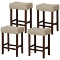 thumbnail image 1 of Gymax Set of 4 Bar Stools Counter Height Saddle Kitchen Chairs w/ Wooden Legs Beige, 1 of 8