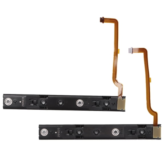 M Buder Left and Right Side Slide Rail Metal Bracket Replacement with Sensor Flex Cable Kit for Nintendo Switch Console Repair, Includes Screwdrivers, Durable Jet Black Finish (7.48 inches / 19 cm)