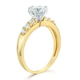 thumbnail image 3 of Wellingsale Ladies Solid 14k Yellow Gold Polished CZ Cubic Zirconia Round Cut Engagement Ring with Side Stones - Size 6, 3 of 6