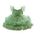 thumbnail image 3 of Vividxx Girl's Dresses Girls Party Dress With Bow Tiered Skirt Flutter Sleeves Formal Occasion Performance Tutu Gown 18-24 Months, 3 of 9