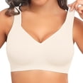 thumbnail image 3 of Siminsem Wireless Full Coverage Plus Size Bra for Older Women Supportive No Underwire Seamless Everyday Comfortable Wide Straps Back Smoothing Lifting Breathable Support Bra, White,L, 3 of 9