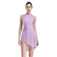thumbnail image 5 of Aislor Women's Lyrical Dance Flower Applique Halter Strappy Asymmetric Flowy Tulle Skirt Contemporary Dress Light Purple S, 5 of 7