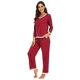 thumbnail image 4 of Women's Pajamas Women's Cotton Long-sleeved Pajamas Solid Color Casual Home Service Suit S-2XL, 4 of 6