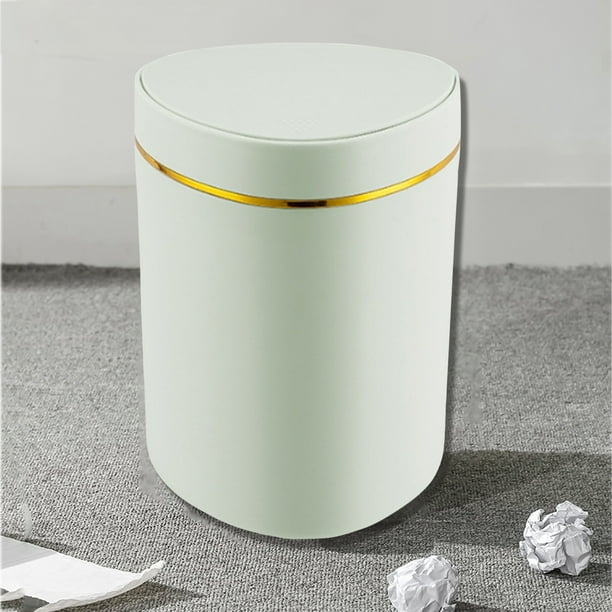 Mini bote de basura verde con tapa, para mesa de café, uso en oficina y sala de estar