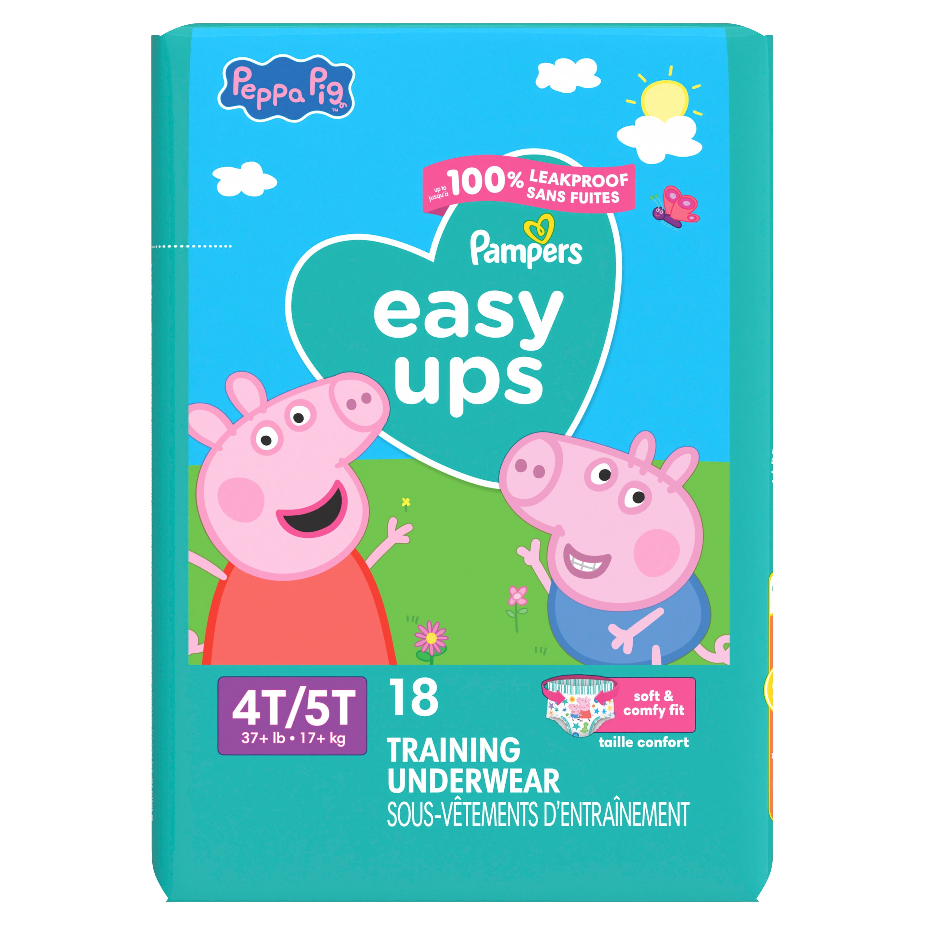 Sous-vêtements d’entraînement Pampers Easy Ups à l’effigie de Peppa Pig, taille 6 (4T/5T)