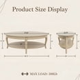 thumbnail image 2 of Dayalane 47" Antique Mid Century Oval Design Coffee Table, 2-Tier Storage Storage Shelf Center Table, Vintage Curved Solid Wood Legs Living Room Table for Living Room Bedroom Office, Antique White, 2 of 8