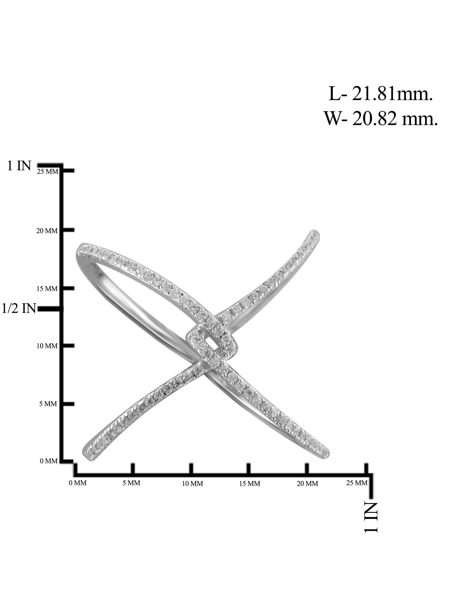 JewelersClub Sterling Silver Criss Cross Ring – 0.15 Carat White Diamond Ring with .925 Sterling Silver X Ring – Real Diamond Criscross Ring with Hypoallergenic Sterling Silver Ring Band