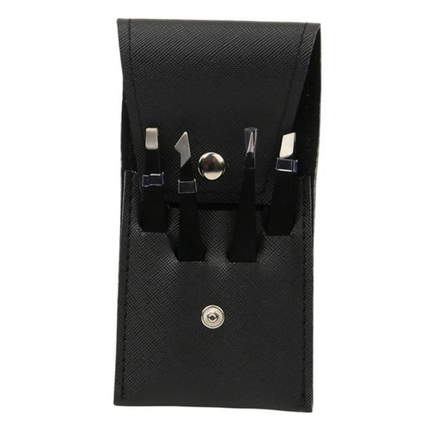 Pinzas profesionales 4 en 1 para cejas, de acero inoxidable, para eliminar pelos finos, pelos encarnados y puntos negros. Conjunto negro