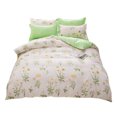 thumbnail image 1 of Juego de cama de poliéster con estampado de plantas, funda de almohada, funda nórdica de sábana plana (para cama de 1,2 m), 1 of 8