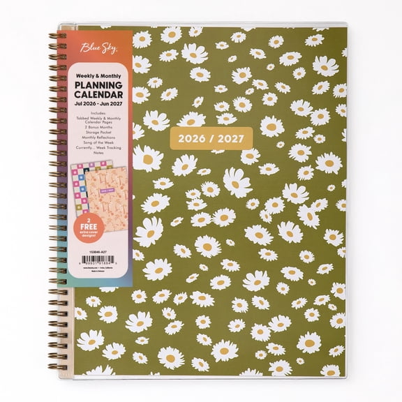 Blue Sky Gen Z 2026-2027 Weekly and Monthly Academic Year Planner Calendar, July 2026 - June 2027, 8.5" x 11", Flexible Interchangeable Cover, Wirebound, Laminated Tabs, Storage Pocket, Coreen